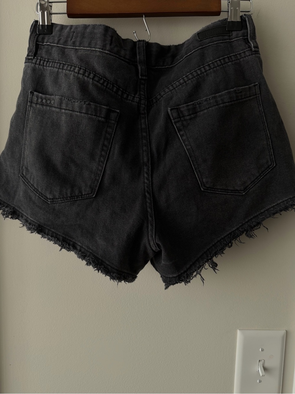 Blank NYC Black Frayed Hem Western-Accent Denim Shorts - Picture 3 of 4